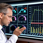 **Image Prompt:** A physicist in a modern office setting, confidently presenting a complex financial model on a large screen. The backdrop includes stock charts and data visualizations, subtly blending scientific rigor with financial analysis. Focus on professionalism and competence.