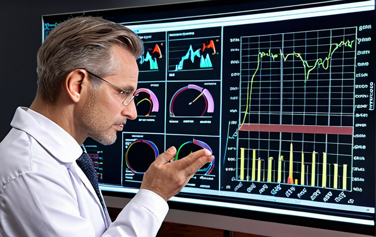 **Image Prompt:** A physicist in a modern office setting, confidently presenting a complex financial model on a large screen. The backdrop includes stock charts and data visualizations, subtly blending scientific rigor with financial analysis. Focus on professionalism and competence.