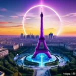 Home 22 물리학 최신 연구 동향 - A highly detailed futuristic laboratory scene in Paris, showcasing two entangled quantum particles r...