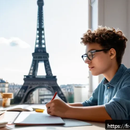 Home 33 물리학 관련 멘토링 기회 - A dedicated physics mentor and a French high school student sitting together at a cozy, modern study...