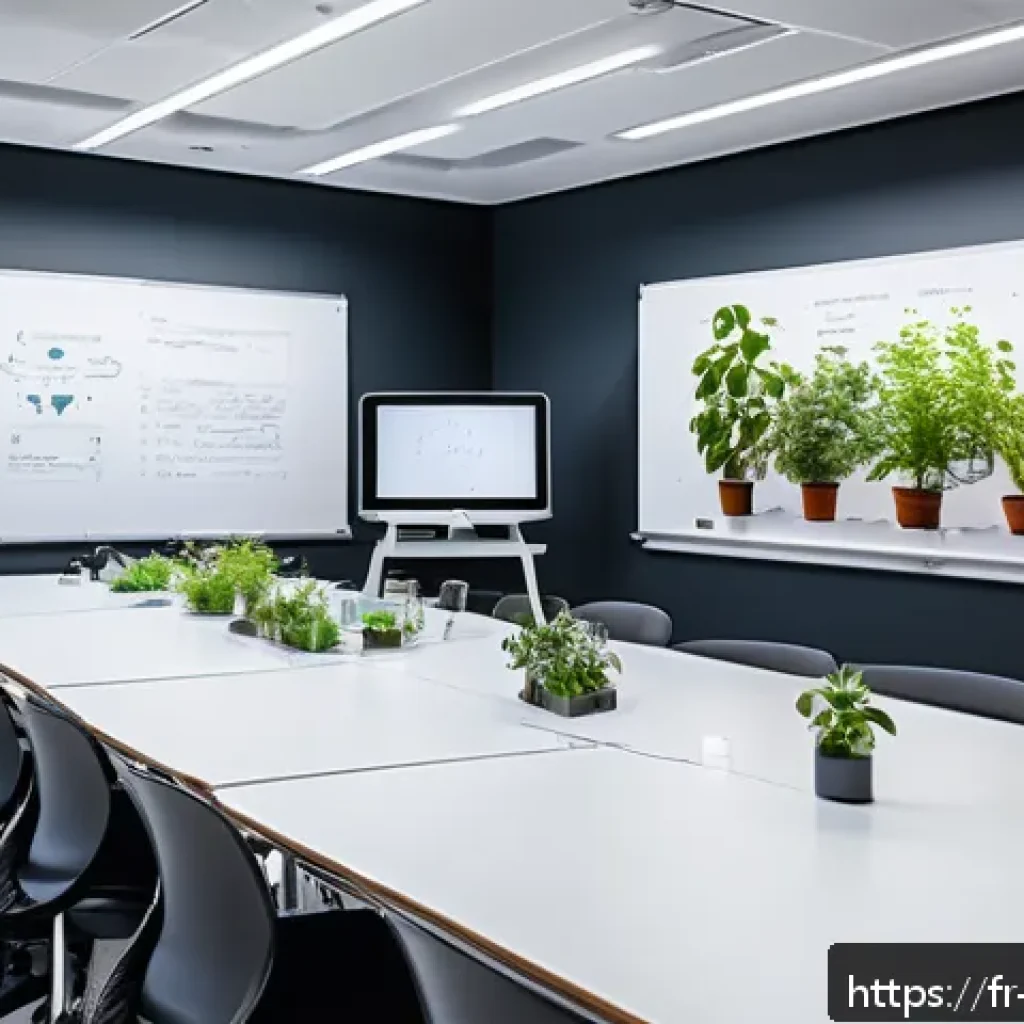 물리학자의 창의성 키우기 - A modern, open-plan physics laboratory designed for collaborative work, featuring diverse groups of ...