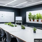 Home 23 물리학자의 창의성 키우기 - A modern, open-plan physics laboratory designed for collaborative work, featuring diverse groups of ...