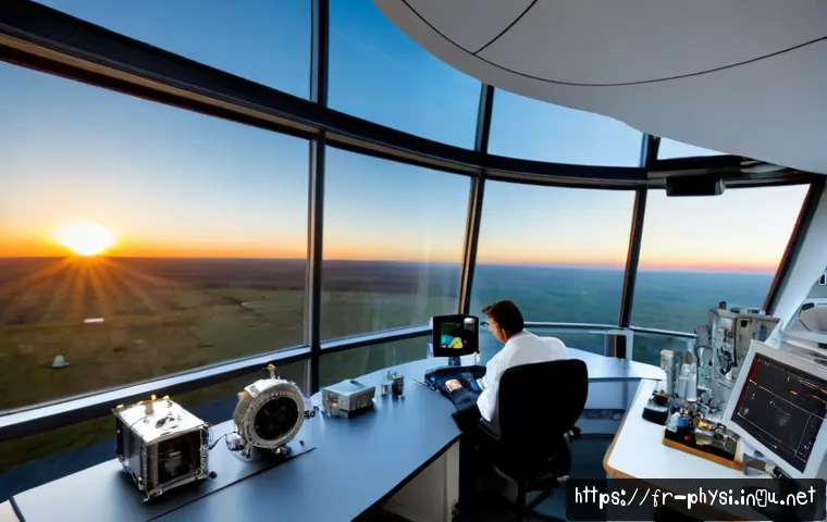 물리학과 우주 탐사의 역할 - Photorealistic wide-angle view inside a modern French space research laboratory, a diverse team of p...